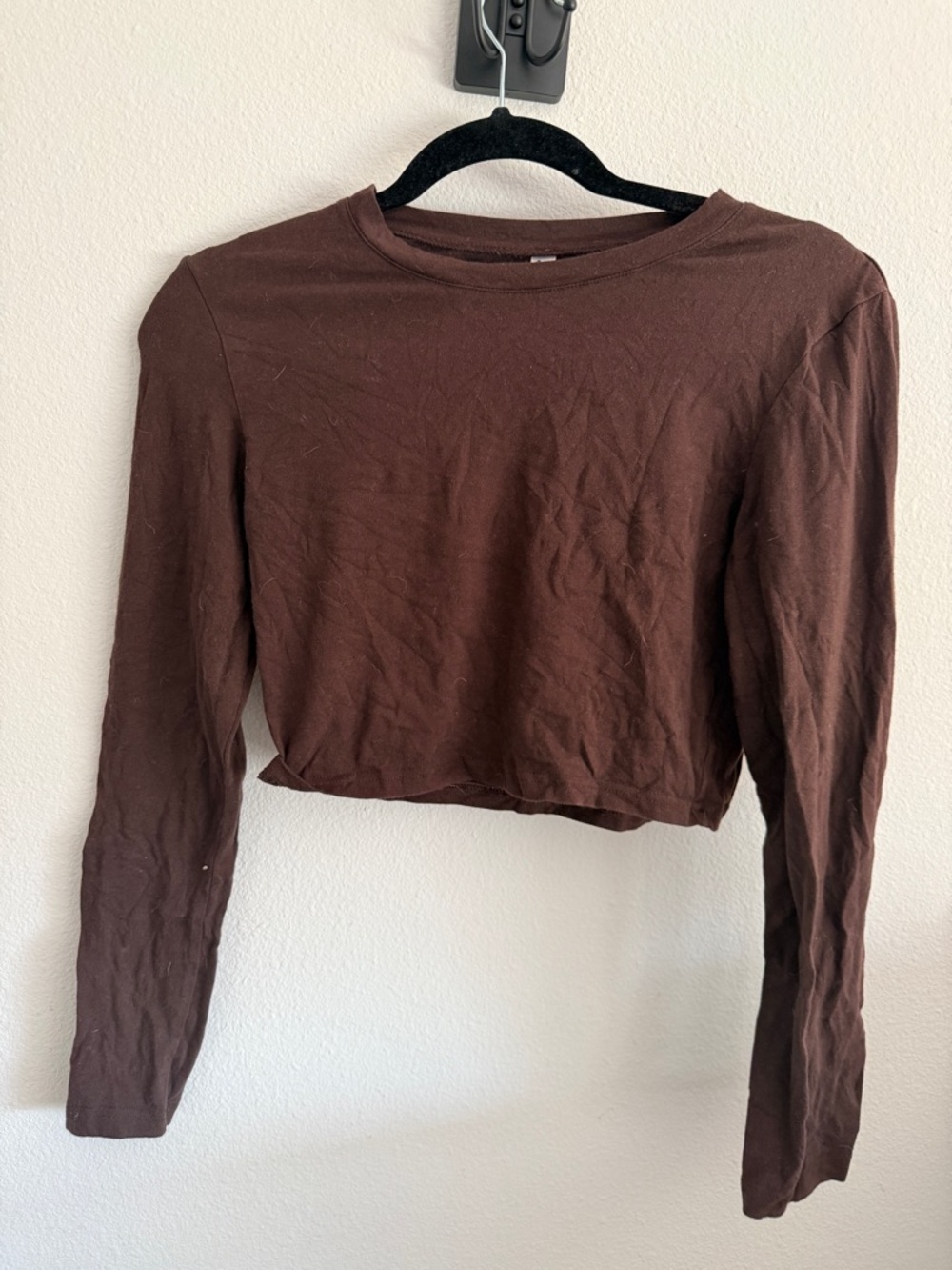 Rosio Brown Long Sleeve Cropped Tee